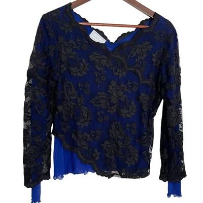 Camisa De Colección Hanky Panky Imitación Envolvente Encaje Mediana M Azul Negro Vamp Núcleo Gótico Foto 1 de 4