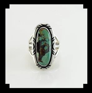Anillo artesanal de plata de ley y turquesa Royston talla 7 - Imagen 1 de 6