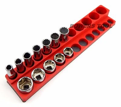 Mechanics Time Saver 3/8 SAE Magnetic Socket Holder Deep & Shallow Organizer - Image 1 of 3