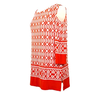 Chico's Stricktunika Größe 12 Damen dunkelorange geometrisches Muster klassisch Reisender - Bild 1 von 14