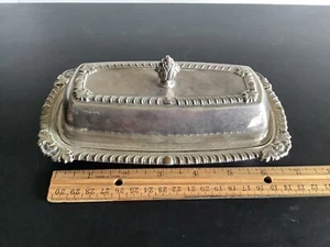 Vintage Oneida Silversmiths Covered Silver Plated Butter Dish w/ Glass Tray USA - Picture 1 of 10