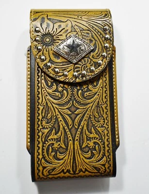 7" LARGE LEATHER POUCH BELT HOLSTER CELL PHONE CASE UNIVERSAL OVERSIZE #EH13005 - Image 1 of 4