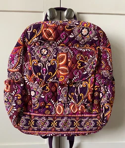 Vera Bradley Safari Sunset Backpack Book Bag Travel Purple Orange Retired - Picture 1 of 17