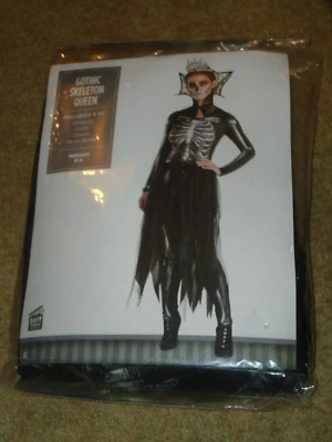 Disfraz, Mujer, Reina Esqueleto Gótico, Adulto M 6-8, Nuevo en Paquete Foto 1 de 4