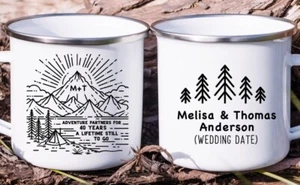 40th Year Wedding Anniversary Camper Mug Mountain Hiking Adventure Couple Gift - Picture 1 of 7
