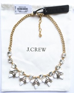 New J. Crew Factory Crystal & White Shapes Necklace dust pouch included E8040