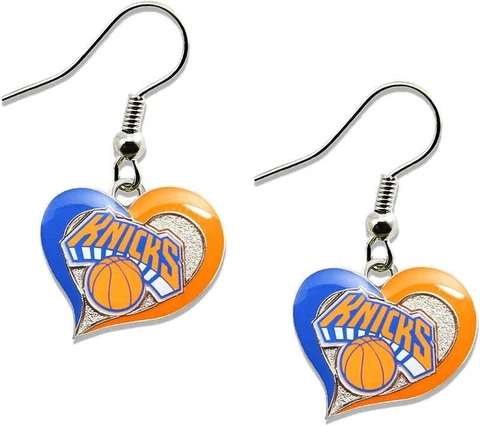 New York Knicks Swirl Heart Earrings Cover