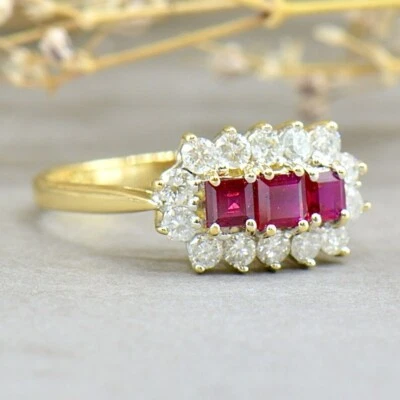 Vintage Gold Ruby Engagement Ring Women's Wedding Ring Handmade Bridal Ring - Image 1 of 4