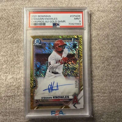 2021 Bowman Chrome D’Shawn Knowles 1st GOLD SHIMMER REFRACTOR AUTO /50 RC - J427 - Image 1 of 2