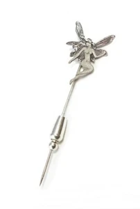 Silver Art Nouveau Fairy Stick Pin with Skin Toned feature - Picture 1 of 3