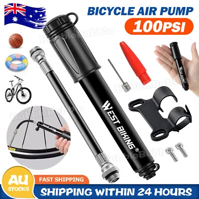 Aluminium MINI BICYCLE AIR PUMP Bike Hand Ball Inflator Portable Cycling Tyre OZ - image 1 of 4