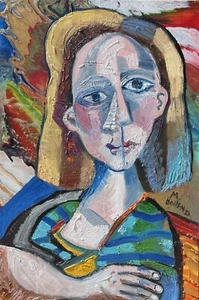 Portrait Paloma Original Öl und Acryl Melissa Bollen Kubist großes Gemälde - Bild 1 von 12