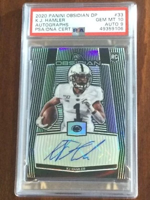 2020 Panini Obsidian — K.J. Hamler — ROOKIE — AUTO — 💎 MINT PSA 10 — pop 1 - Image 1 of 4