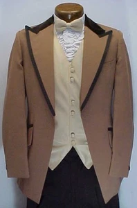 2 tone BROWN w/ VELVET 3pc RETRO AFTER 6 TUXEDO VINTAGE MENS WEDDINGS PROM PARTY - Picture 1 of 1