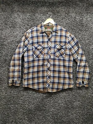 Vintage Greatland Soortswear Lined Flannel Shirt Adult XL Blue Brown Shacket - Image 1 of 4