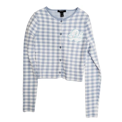Cárdigan corto Sleeping Cinnamoroll Gingham azul talla L Kawaii Cottagecore acogedor Foto 1 de 4