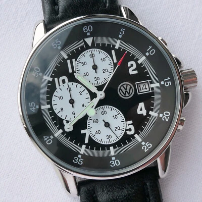 VW Volkswagen Classic Aviator Pilot Driver Sport Car Accessory Watch Chronograph - Image 1 of 4