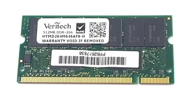 Hynix 512MB PC2-100S DDR2 266MHz So-Dimm Laptop Memory HYMD264M646AF8-H - Image 1 of 2