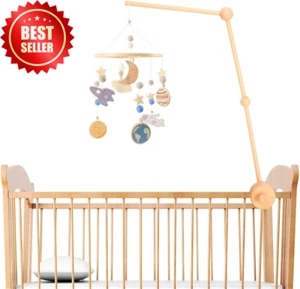 Baby Crib Mobile Arm Wooden Crib Mobile Holder Non-Slip Crib Mobile Bed Bell Hol - Picture 1 of 12