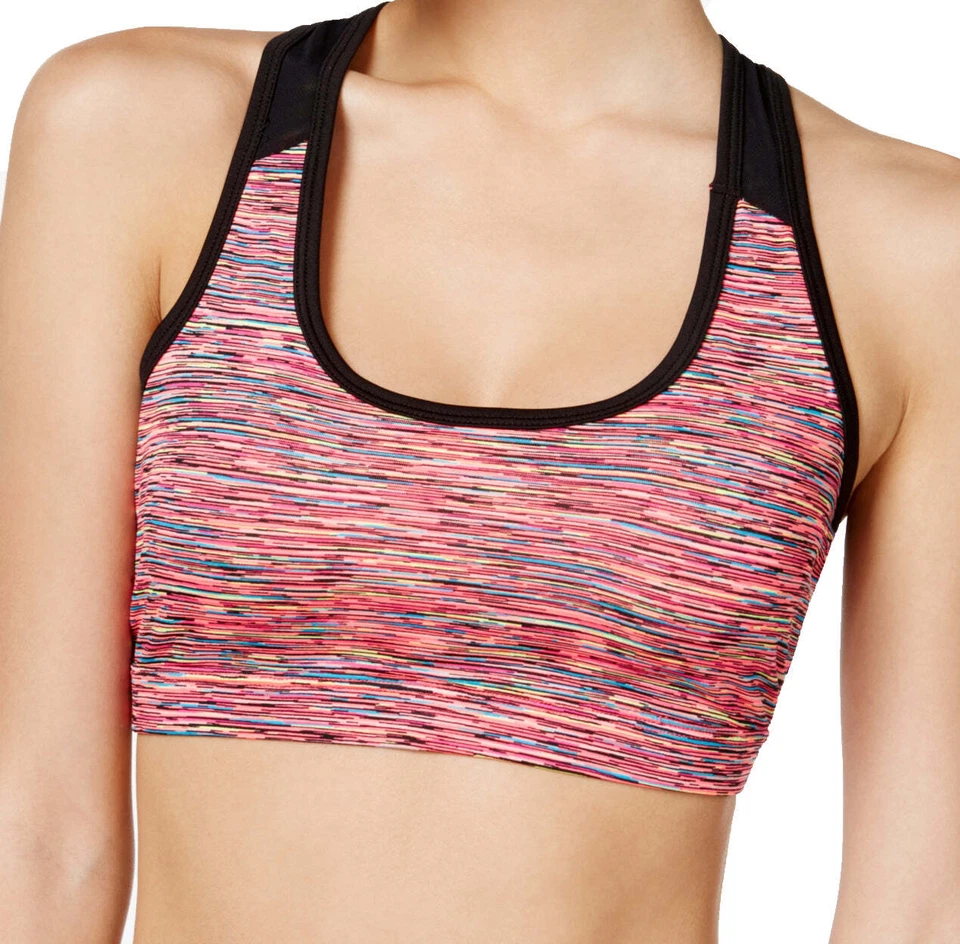 Sujetador deportivo Material Girl Juniors Active malla espalda deportiva X-pequeño rosa/negro Foto 1 de 1