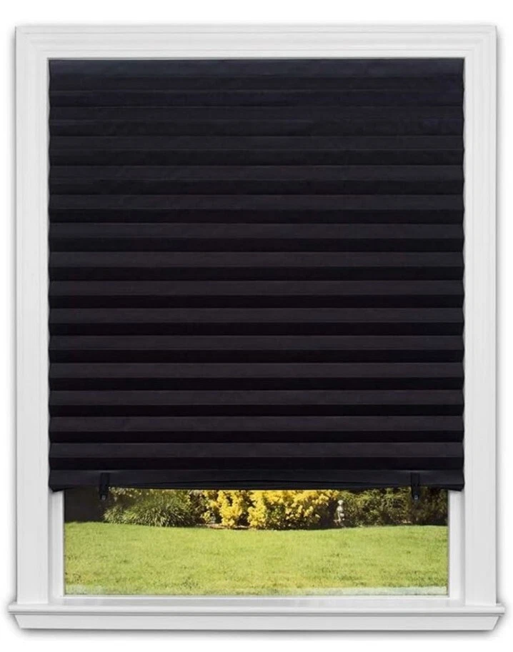 6pk- Redi Shade No Tools Orig Blackout Pleated Paper Shade Black, 36 in x 72 in - Image 1 of 4