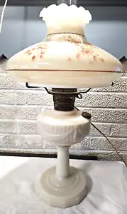 1940s Aladdin Tall Lincoln Drape Pink Alacite Glass Kerosene Oil Electrified - Picture 1 of 15