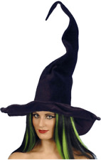 Tall Black Pointed Curly Witches Hat Halloween Fancy Dress Costume Accessory 