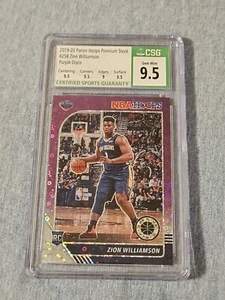 2019 Zion Williamson Hoops Premium Stock Purple Disco Prizm CSG 9.5 CGC 10 Gem - Picture 1 of 2