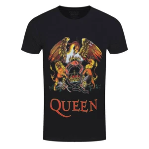 Queen T-Shirt Classic Crest Rock Band Official Black New - Picture 1 of 4