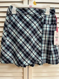 NWT Justice Girls Skort French Navy School Girl Plaid Skirt Size Lg. 12-14 - Picture 1 of 9