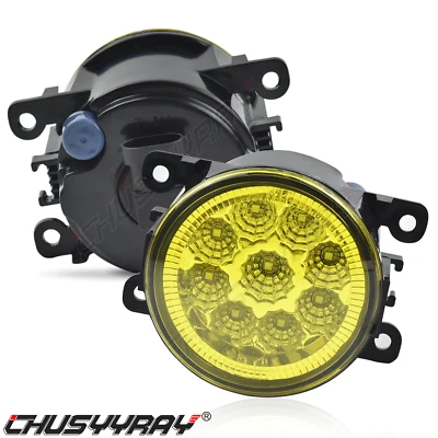 Pair Round LED Bumper Fog Lights Amber For 2014 2015 2016 2017-2019 Ford Fiesta - Image 1 of 4