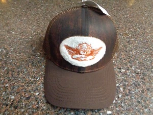 Boys Lie Up In Flames Trucker Hat Brown Terry Logo Snapback One Size Adjust NWT - Picture 1 of 14