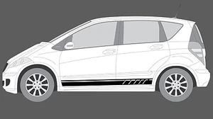 Fits Mercedes-Benz A-Class W169 Side stripe Decal Set, Black EDITION style (AMG) - Picture 1 of 5