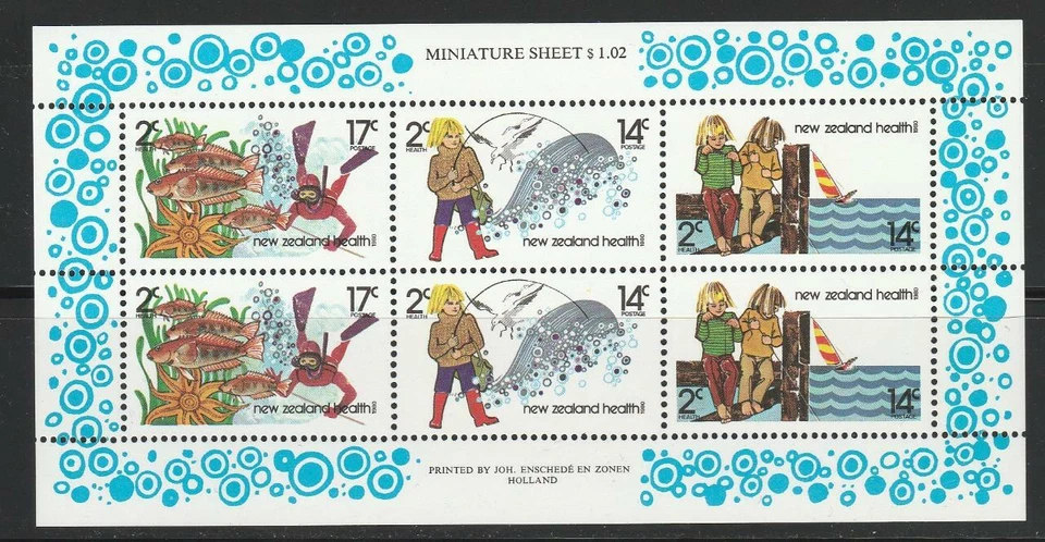 新西兰邮票 1980 年健康邮票钓鱼 SS 全新无标签 - MISC22-264 — 第 1/1 张图片