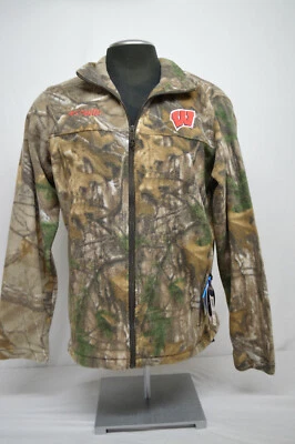 NEW MEN'S Columbia WISCONSIN BADGERS PHG Flanker CAMO Fleece Jacket  Size MED - Image 1 of 4