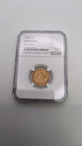 1905 $5 Gold Liberty Head Half Eagle Coin  NGC AU Details - Picture 1 of 4