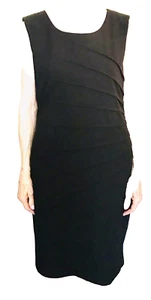 Calvin Klein Black Sleeveless Dress Women's 10 Ruched waist Career Professional - Picture 1 of 12