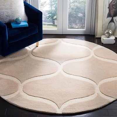 Round Rug Area Wool Hand Tufted Rug,8x8 Handmade Carpet for Bedroom Living Room - Image 1 of 4