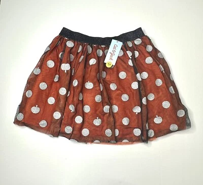 Cat & Jack Girls Tulle Tutu Skirt Size XL 14 Black and Orange Polka-dot Pumpkin - Image 1 of 4