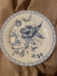 American Atelier französische Blumen 5091 Porzellan blau und weiß 8 Zoll dekorativer Teller - Bild 1 von 2