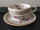 Vintage Royal Worcester Ring Handle Hand Decorated Flat Tea Cup & Saucer 1932