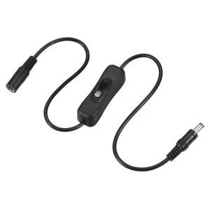DC Cable with ON/OFF Switch 5.5mm x 2.5mm DC Male to Female Cord 50cm Black 2Pcs - Afbeelding 1 van 5