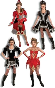 ROYALTY QUEEN OF HEARTS SPADES DIAMONDS CLUBS ADULT WOMENS FANCY DRESS COSTUME - Picture 1 of 16