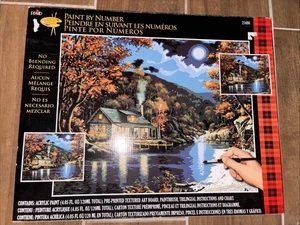 Paint by Number Set, Lakeside Cabin Painting, Plaid 21690, Teen/Adult Painting  - Picture 1 of 3