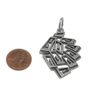 Unusual Vtg SIGNED MODERNIST STERLING Pendant Mid Century Geometric 1960s 1970s - Picture 1 of 5
