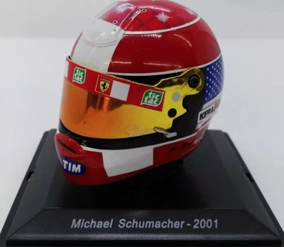 1:5 Casco Helmet F1 MICHAEL SCHUMACHER 2001 - USA GP FERRARI SPARK +Magazine - Immagine 1 di 4