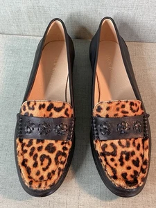 Mocasines Jack Rogers Remy estampado leopardo pelo de becerro para mujer talla 10B trabajo oficina - Imagen 1 de 13
