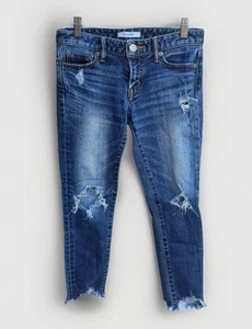 Moussy Jeans Damen 26 Skinny Crop Distressed Raw Hem Japan Denim Zipper Fly - Bild 1 von 8