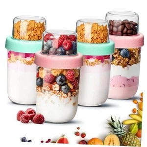4-Pack 16 oz Overnight Oats Containers with Lids, Glass Jars with Airtight - Picture 1 of 7