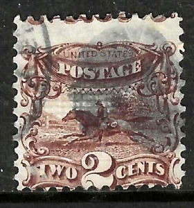 Parrilla Sc #113 Straddle Misperf EFO 2 centavos postrider 1869 ilustrada EE. UU. 14E26 - Imagen 1 de 2